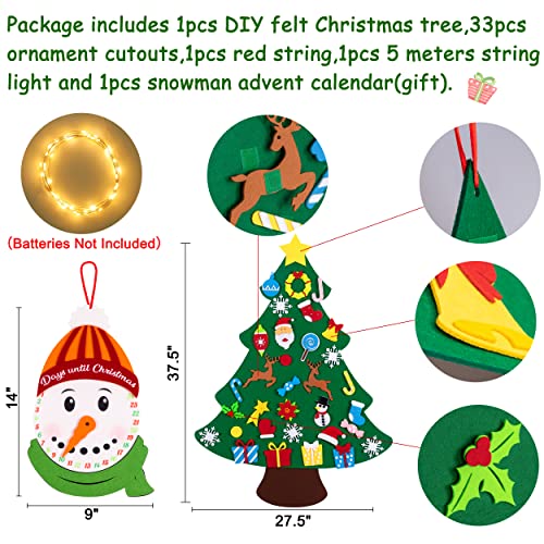 3ft DIY Felt Christmas Tree Set + Snowman Advent Calendar G73700