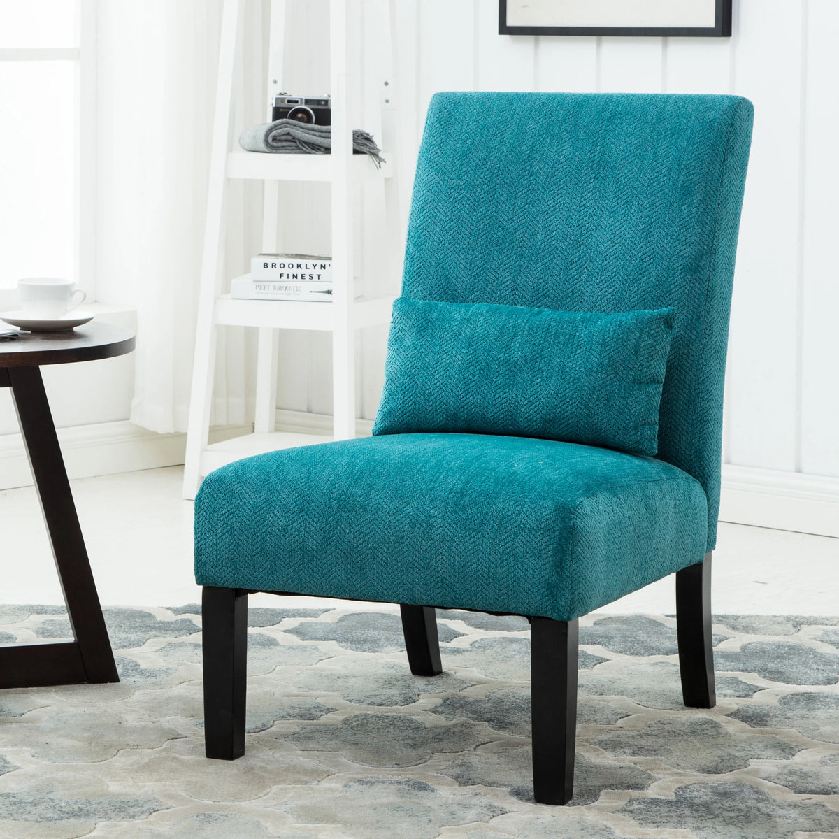 Fabric Armless Accent Chair with Kidney Pillow K59187
