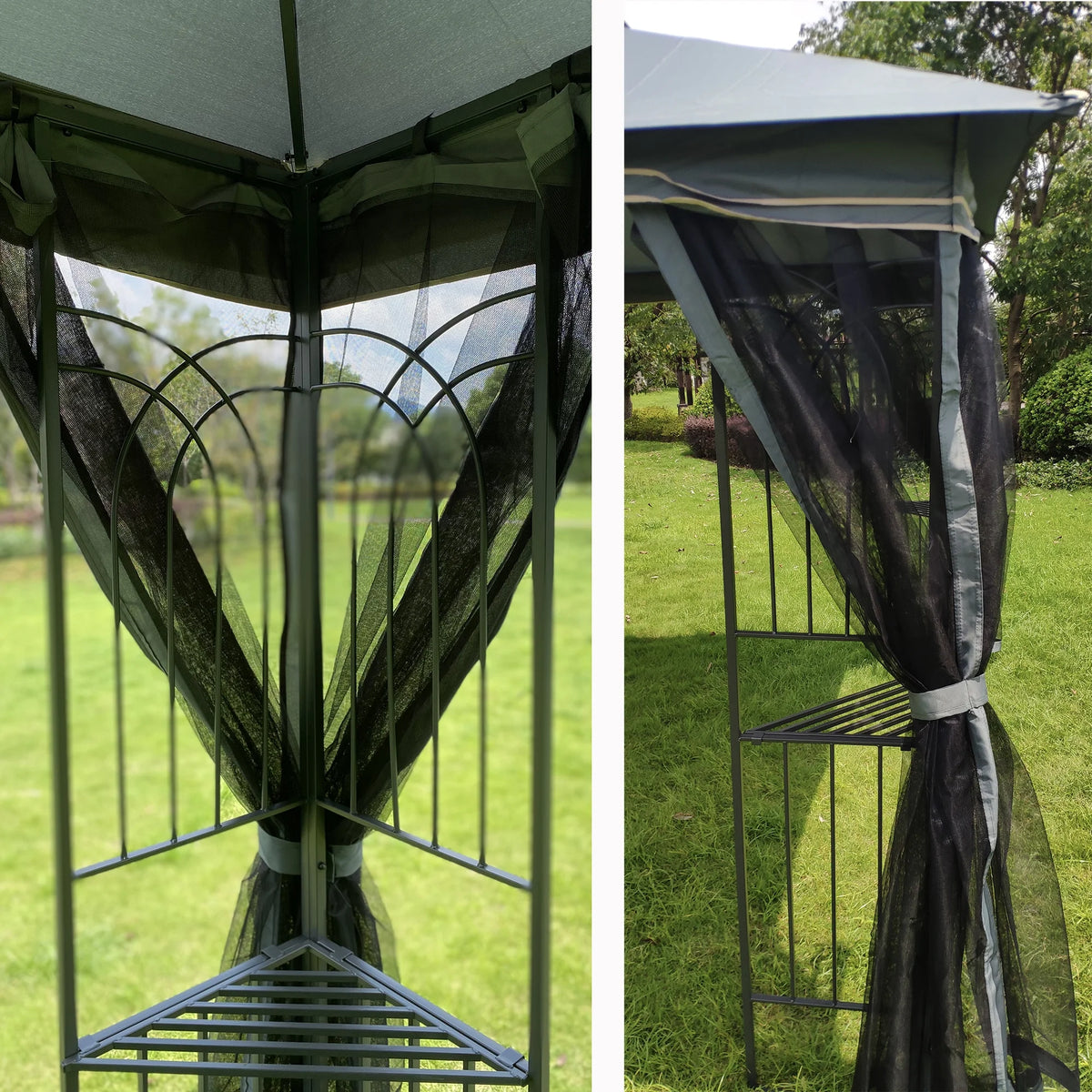 10' x 10' Outdoor Patio Gazebo Canopy Shelter with Ventilated Double Roof And Mosquito Net, Gray H80309