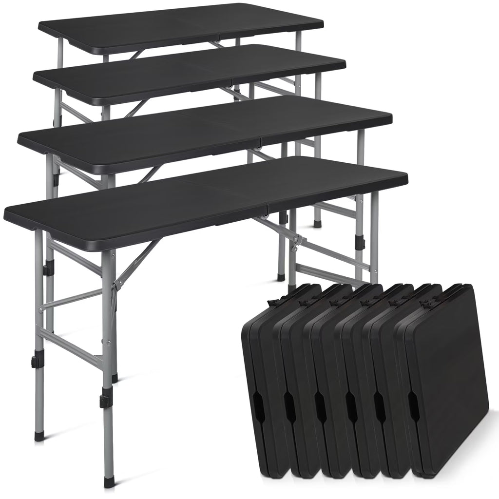 10 Pieces Plastic Folding Card Table with Carrying Handle, Black Y57604