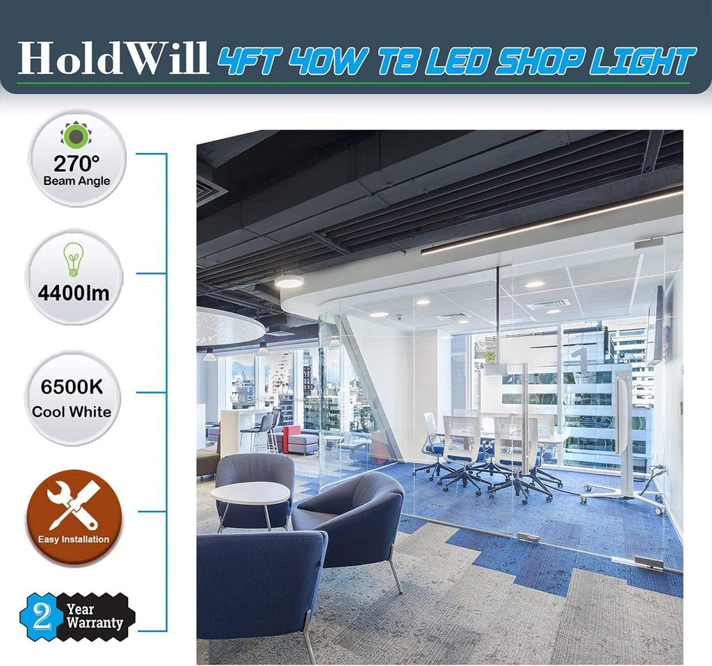6 Pack 4FT 40W Integrated V Shaped LED Shop Light, Linkable White Daylight 6000k, On/Off Switch Cable Clear Cover H711847