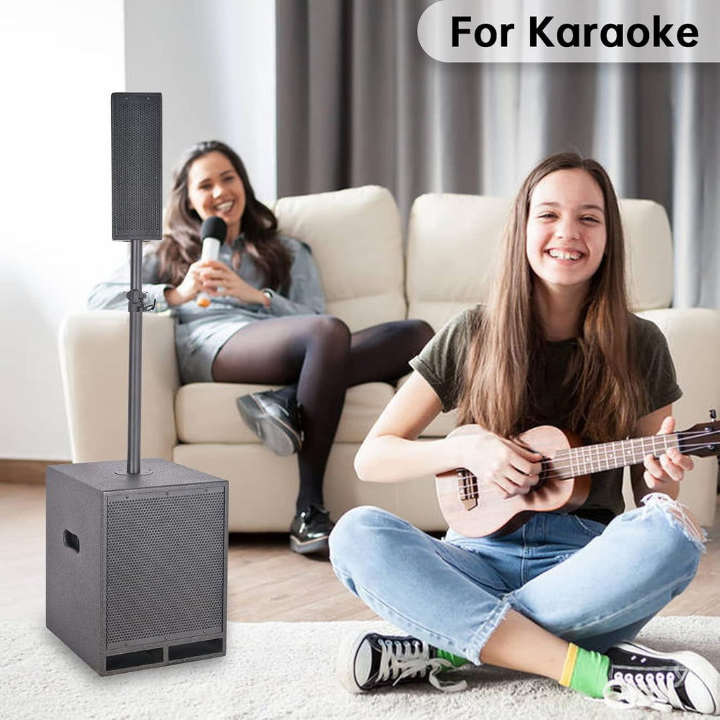 4000W 12-inch PA Speaker System Combo Set with Remote Control, Line Array Speakers with Built-in MP3 USB FM SD Card Bluetooth & Subwoofer Q671847