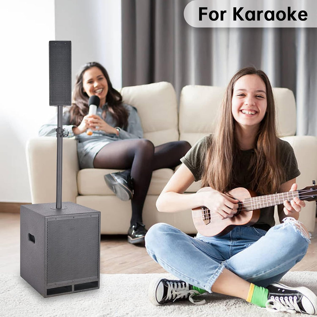 4000W 12-inch PA Speaker System Combo Set with Remote Control, Line Array Speakers with Built-in MP3 USB FM SD Card Bluetooth & Subwoofer Q671847