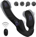 Black Strapless Strap On Dildo Vibrator with Remote Control P996969