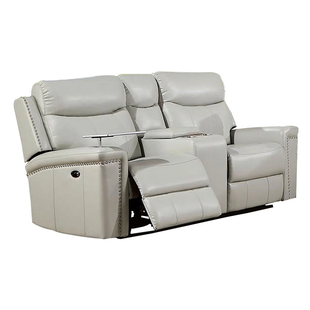 Light Gray Faux Leather Recliner Loveseat T564