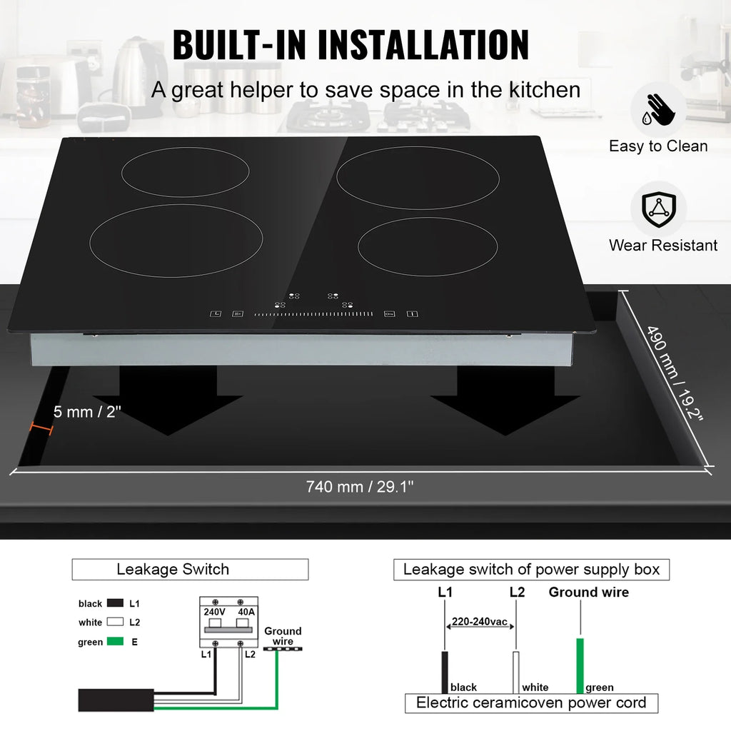8600W Built-in Electric Ceramic Cooktop 5 Burners B929