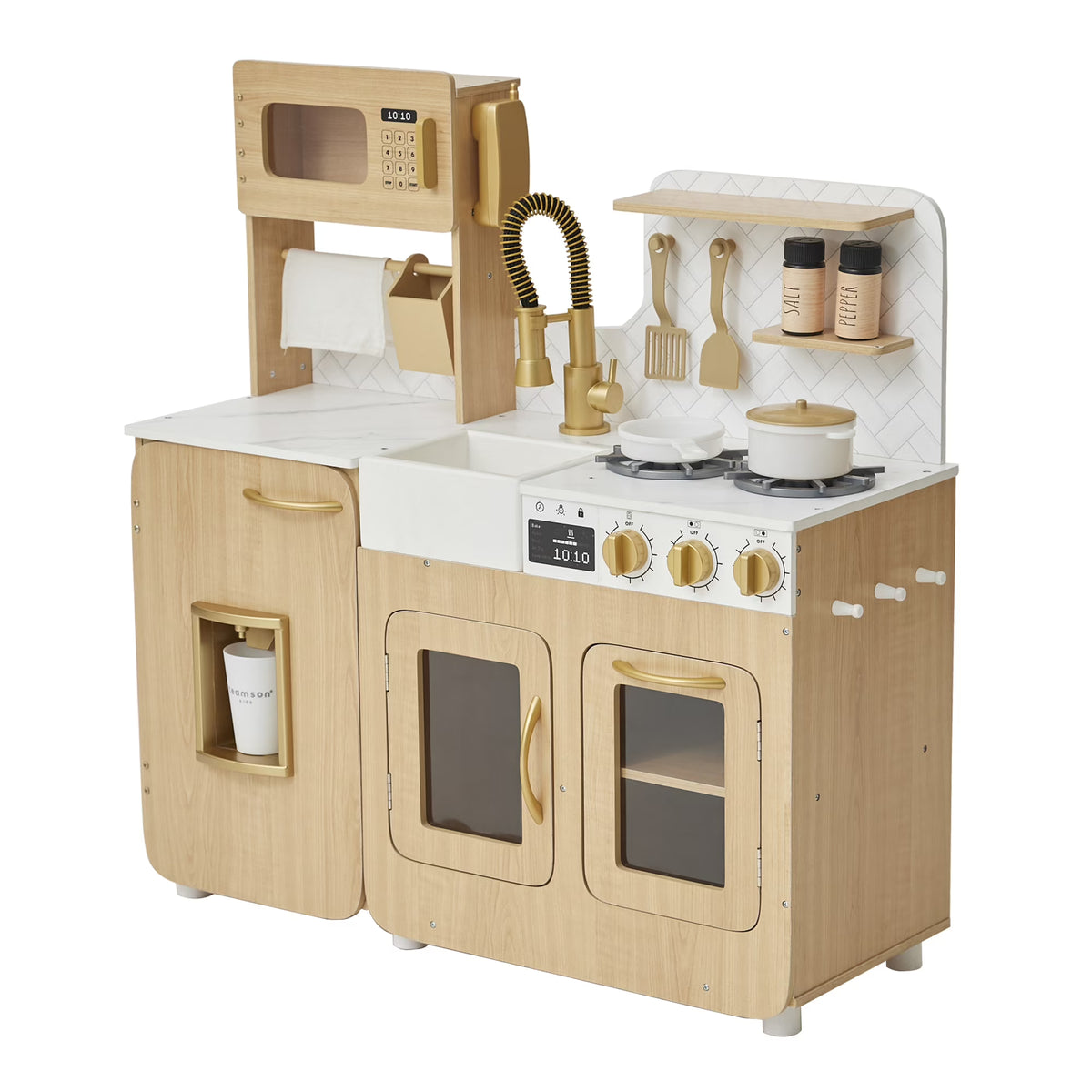 Medium Play Kitchen with Kitchen Accessories, Light Oak/White N6057