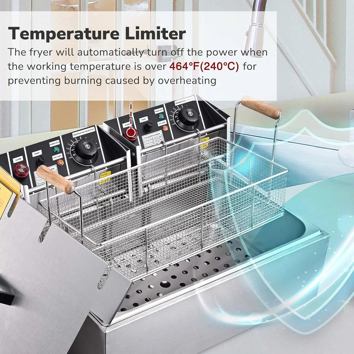 20L 5000W Electric Stainless Steel Deep Fryer with Basket P678601