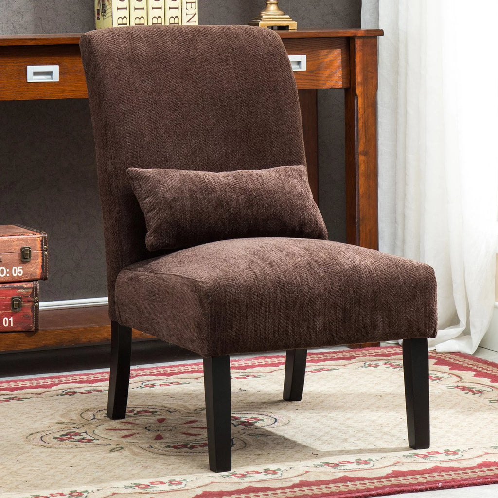 Fabric Armless Accent Chair with Kidney Pillow K59187