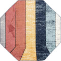 8 Ft Octagon Multi Medium-Pile Rug A119798