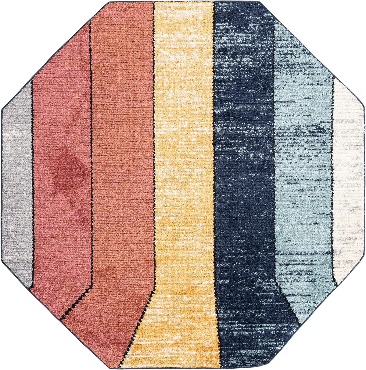 8 Ft Octagon Multi Medium-Pile Rug A119798
