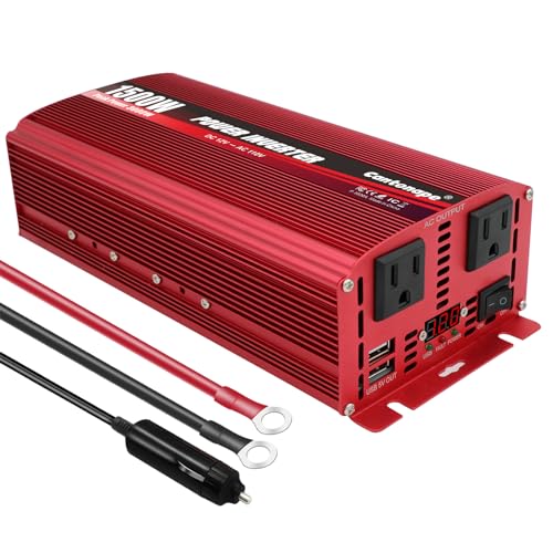 1500W DC 12V to 110V AC Power Inverter with Dual AC Outlets and Dual USB W4956