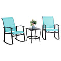 3 Piece Rocking Bistro Set with Rocker Chairs and Coffee Table Light Grey C45106
