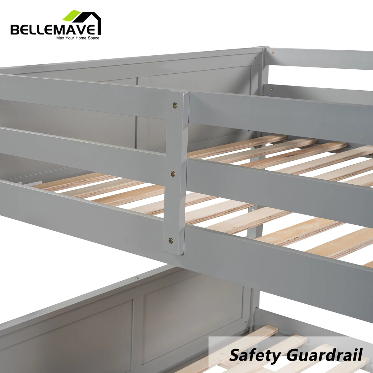 Full Over Full Wood Bunk Bed with Twin Trundle and Ladder V7653