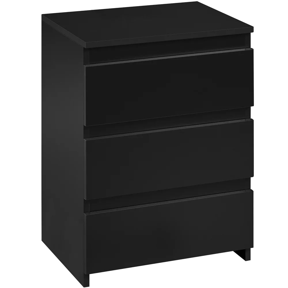 Black 3 Drawer Wooden Nightstand Set of 2 K12172