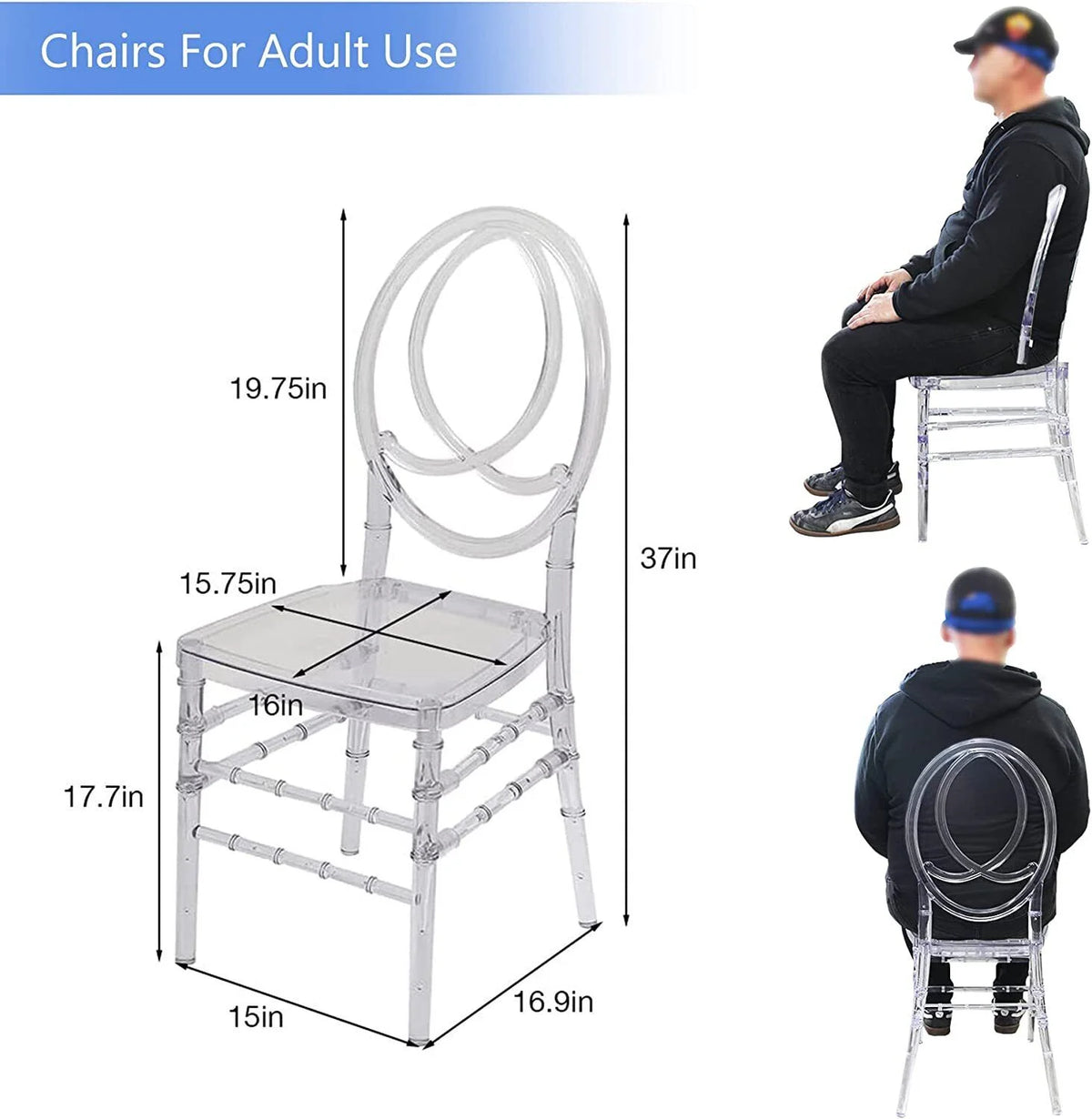 4Pcs Clear Acrylic Stackable Dining Chairs N999