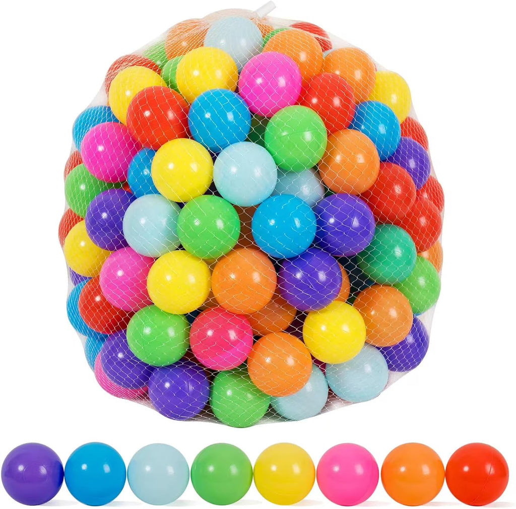 200 Count 8 Colors Plastic Ball Pit Balls with Storage Mesh Bag P82025