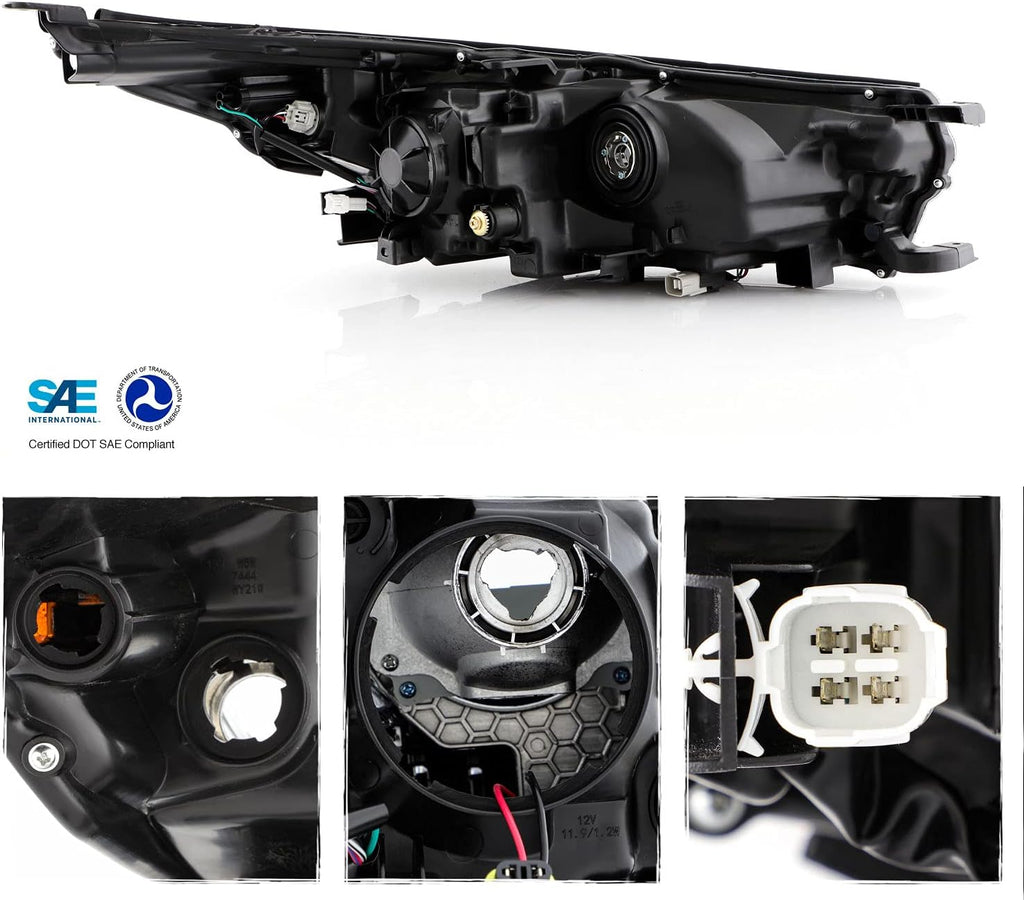 Projector Black Headlight Driver Left side w/LED DRL C57867