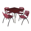 48" Square Breakroom Table & 4 Stack Chairs Y461832