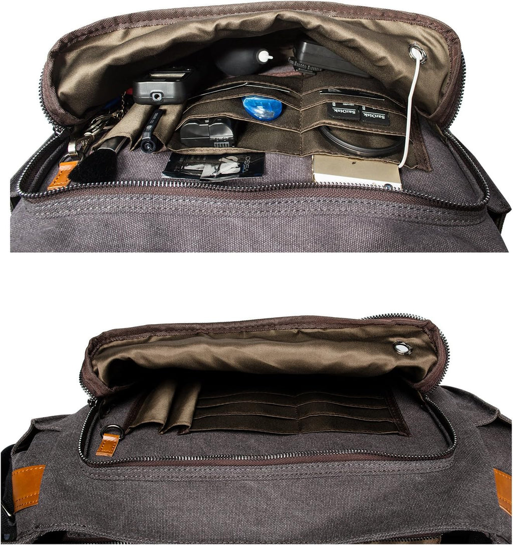 Canvas Messenger Bag with Camera Insert Sleeve U345451