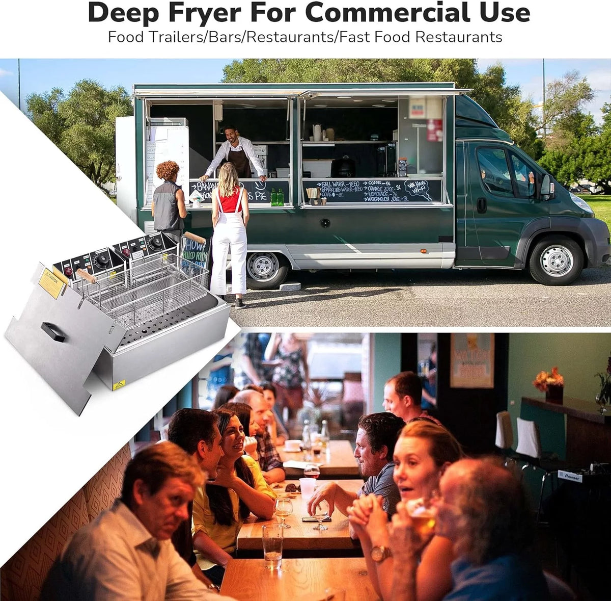 20L 5000W Electric Stainless Steel Deep Fryer with Basket P678601