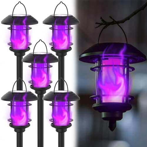 6 Pack Solar Flame Garden Lights Outdoor O9345