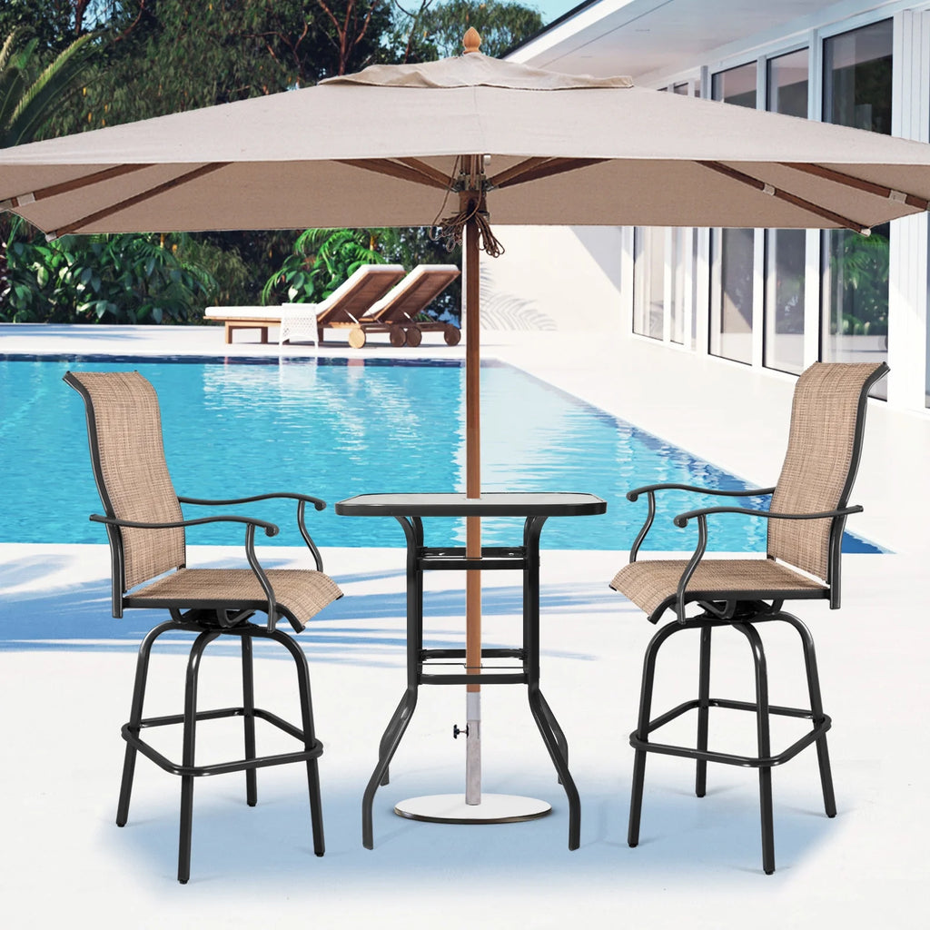 31 Inch Square Outdoor Bar Height Bistro Table with Tempered Glass Tabletop A96883