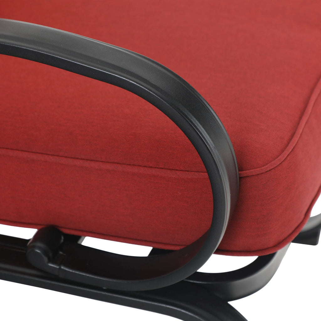 Set of 2 Outdoor Dining Chairs with Cushions, Black&Red E491