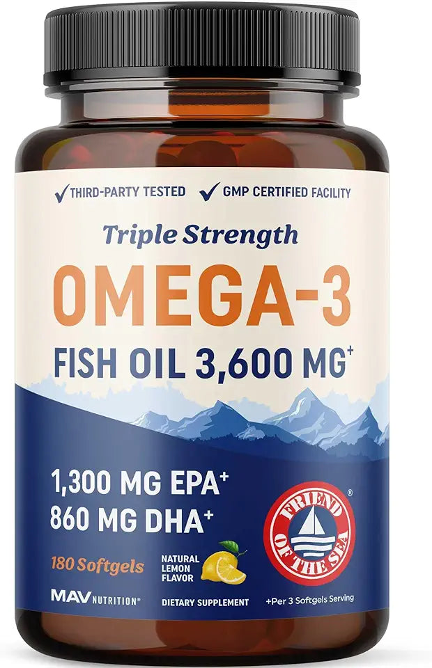 Triple Strength Omega 3 Fish Oil 3600 mg EPA & DHA 180 Ct X226