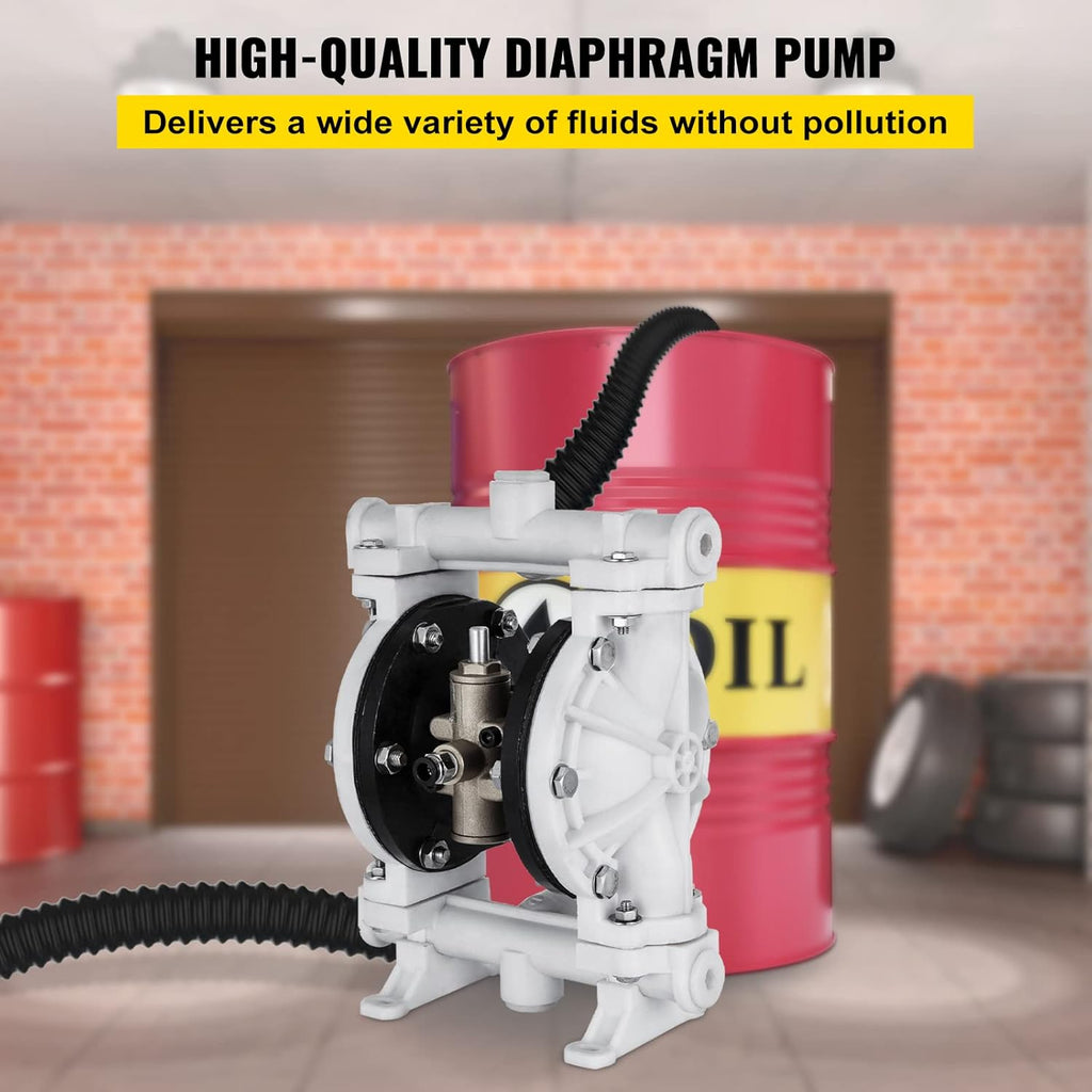 Air-Operated Double Diaphragm Pump 1/2 inch Polypropylene 13 GPM Max 100PSI C96645