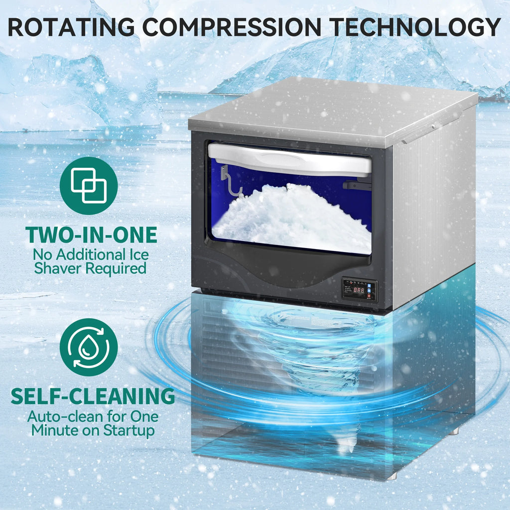 220LBS/24H Food Grade Stainless Steel Freestanding Ice Maker Machine with 88LBS Storage J6117