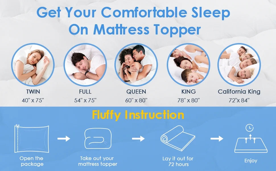 Queen Rose Cooling Plush Pillow Top Mattress Pad with Elastic band F755