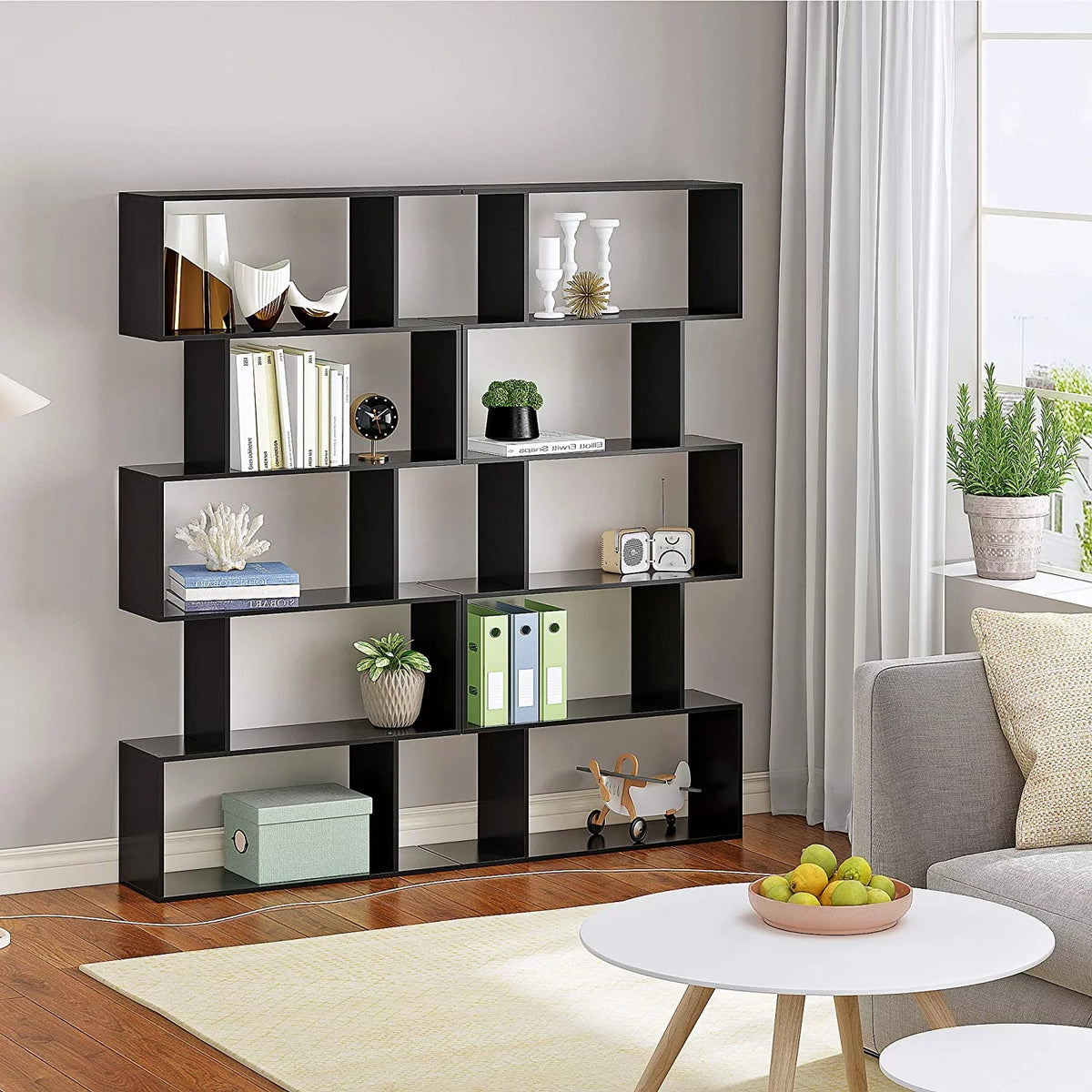 5-Tier Black Bookcase Shelving Unit W265