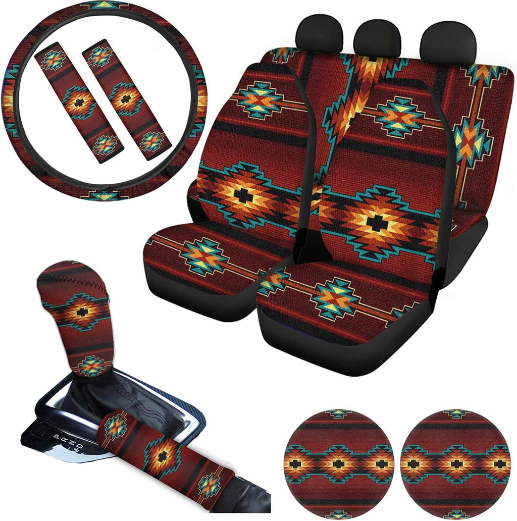Pink Car Seat Cushion Full Set Steering Wheel Cover Seat Belt Pads Cupholder Coasters Gear Knob Handrake Covers Q280615