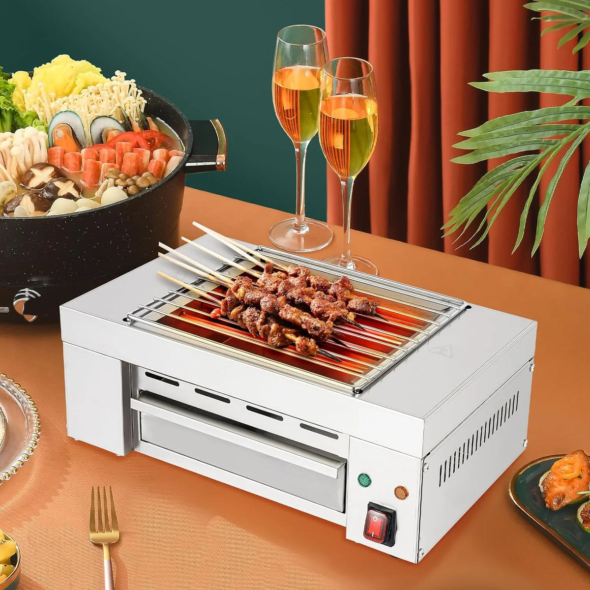 Commercial Electric Barbecue Grill Adjustable Temperature X528