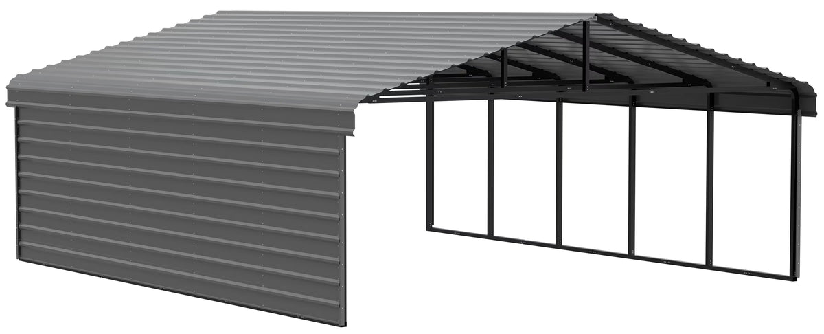 Galvanized Steel Carport Kit, 20' x 24' x 9', Charcoal F104