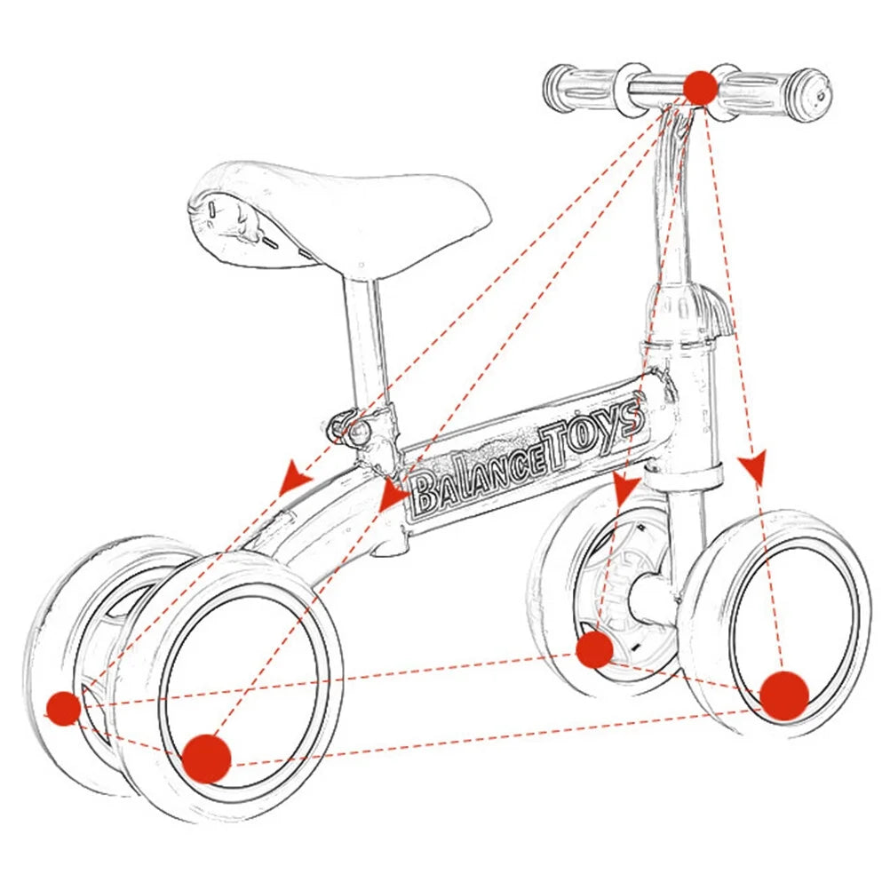 4 Wheels Blue Balance Bike K7816