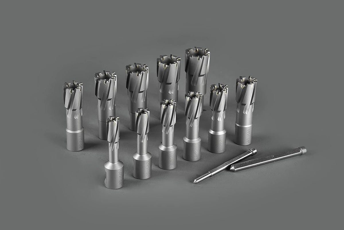 13 pcs Carbide TCT Annular Cutter Set with 2 Pilot Pins U7428