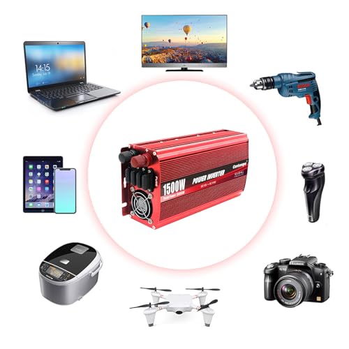 1500W DC 12V to 110V AC Power Inverter with Dual AC Outlets and Dual USB W4956
