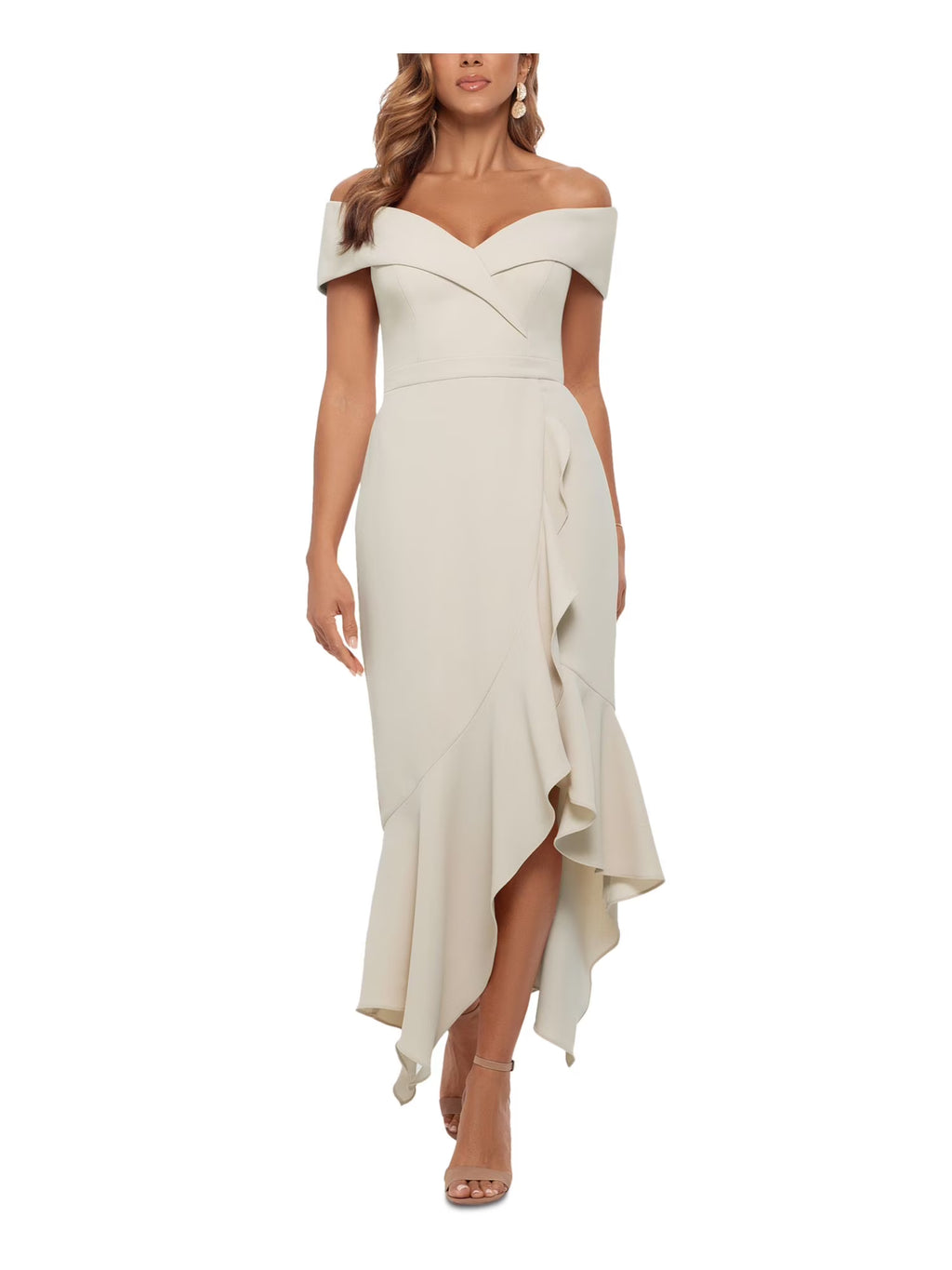 Ivory Off Shoulder Maxi Dress K380190