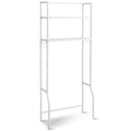 Over-the-Toilet Storage Bathroom Shelf with 2 Tier Rack - Oak Finish - White J979