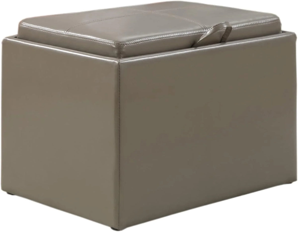 Gray Faux Leather Accent Storage Ottoman R988317