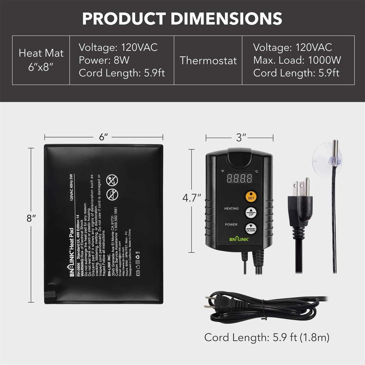 Reptile Heating Pad and Digital Thermostat Combo Set Y3311