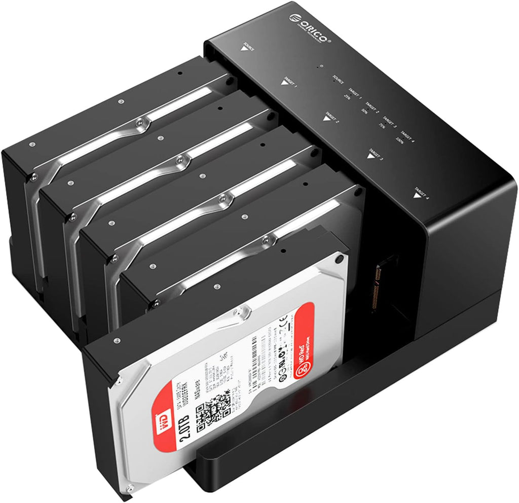 USB 3.0 to SATA External Hard Drive 5 Bay Docking Station with Duplicator Offline Clone Function for 2.5 or 3.5in HDD, SSD Y414506