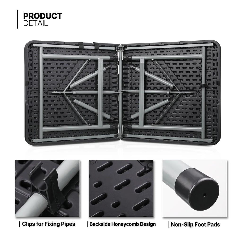 10 Pieces Plastic Folding Card Table with Carrying Handle, Black Y57604