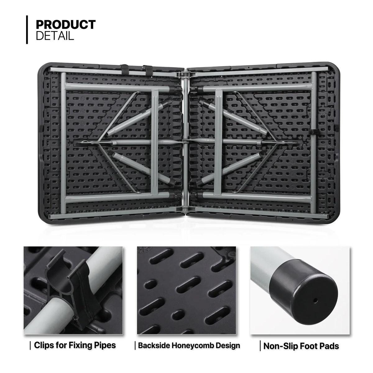 10 Pieces Plastic Folding Card Table with Carrying Handle, Black Y57604