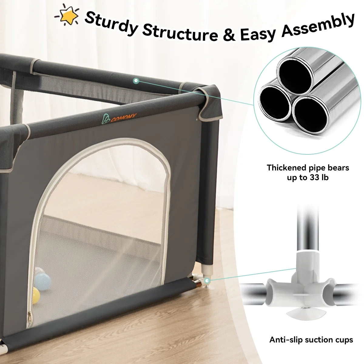 63x63'' Gray Baby Playpen X15523
