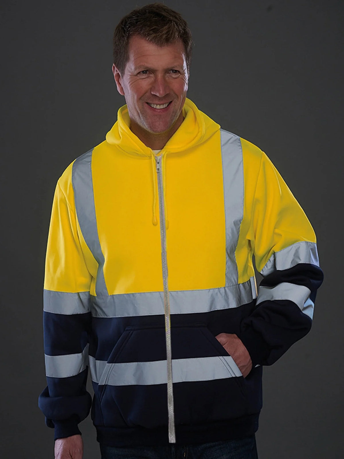 High Visibility Reflective Full Zip Hooded Sweatshirt L280992