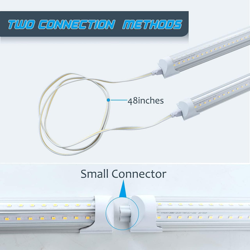 6 Pack 4FT 40W Integrated V Shaped LED Shop Light, Linkable White Daylight 6000k, On/Off Switch Cable Clear Cover H711847