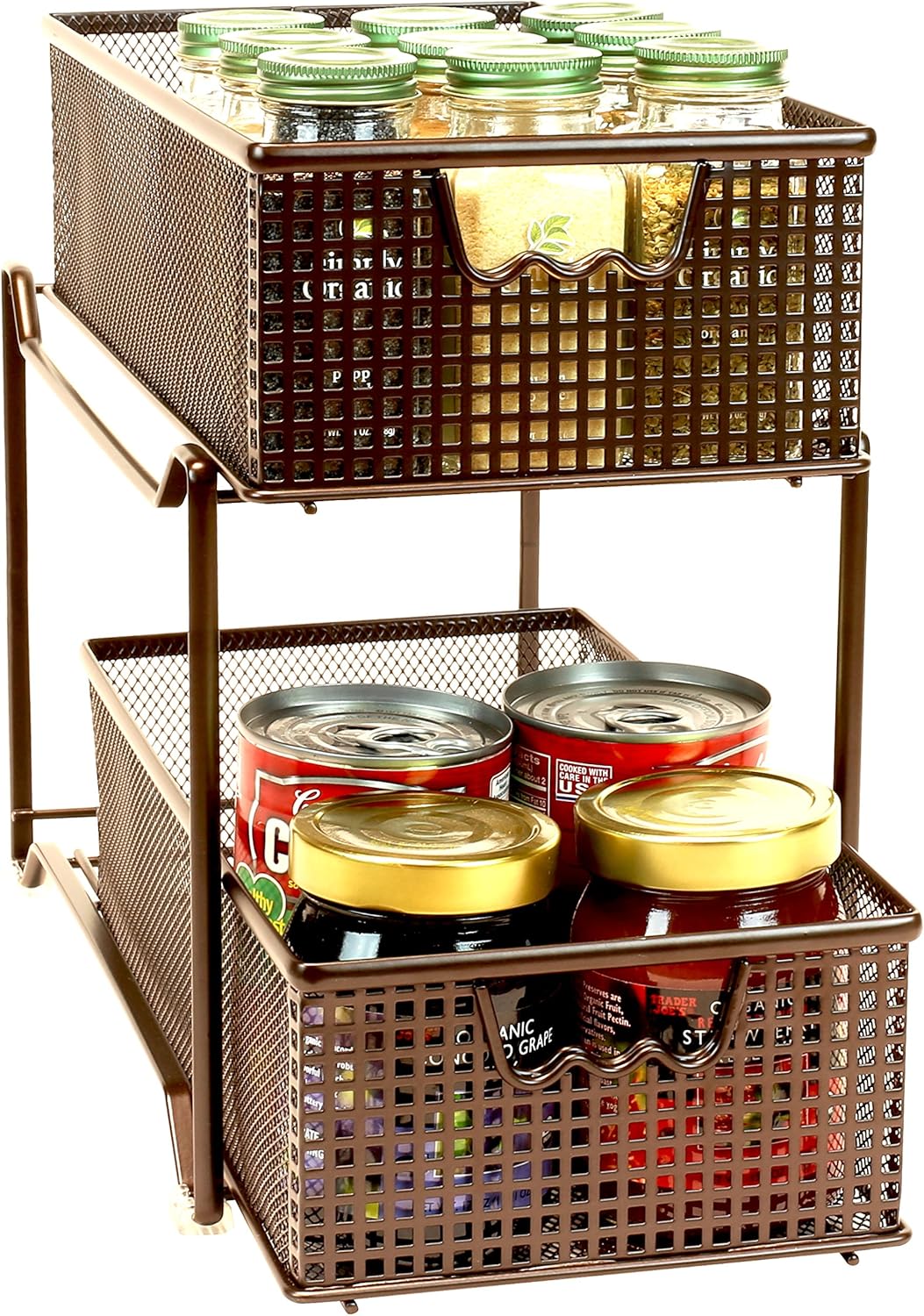 2 Tier Mesh Sliding Cabinet Basket Organizer Drawer R194